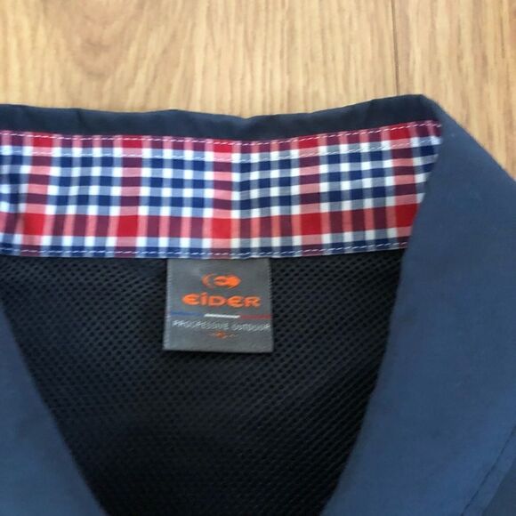 Eider Progressive Outdoor Navy Blue Plaid Logo Button Shirt - Picture 3 of 7